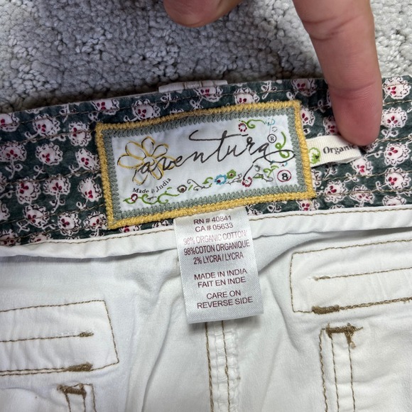 Aventura Pants Womens 8 White Organic Cotton Roll Up Capri Crop Utility Gorpcore - Picture 7 of 16
